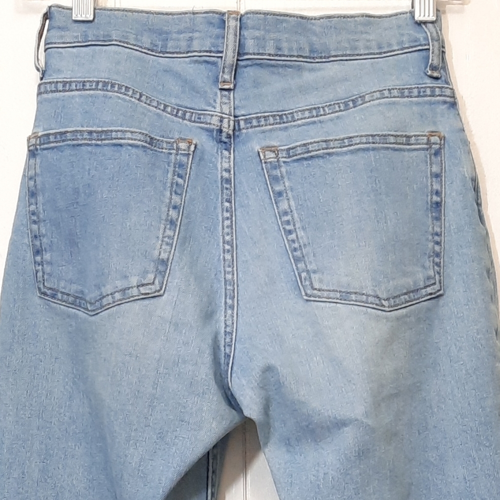 EVERLANE ANKLE HIGH WAIST STRAIGHT JEANS BLUE DENIM STRETCH - Picture 5 of 8
